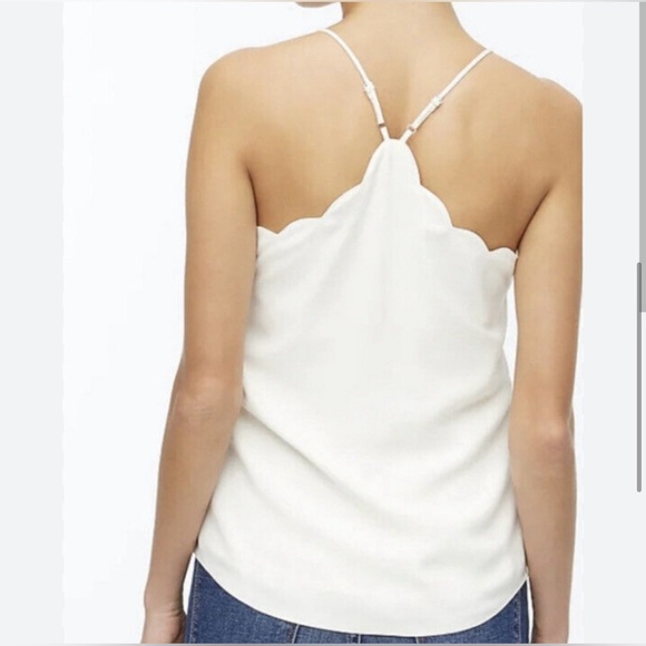 J.CREW Scalloped Cami Tank Top Ivory Cream Blouse Shirt Racerback Spaghetti - Picture 7 of 13